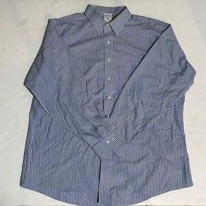 Brooks Brothers Men’s Size 18-36 Blue Striped Long Sleeve Business Shirt